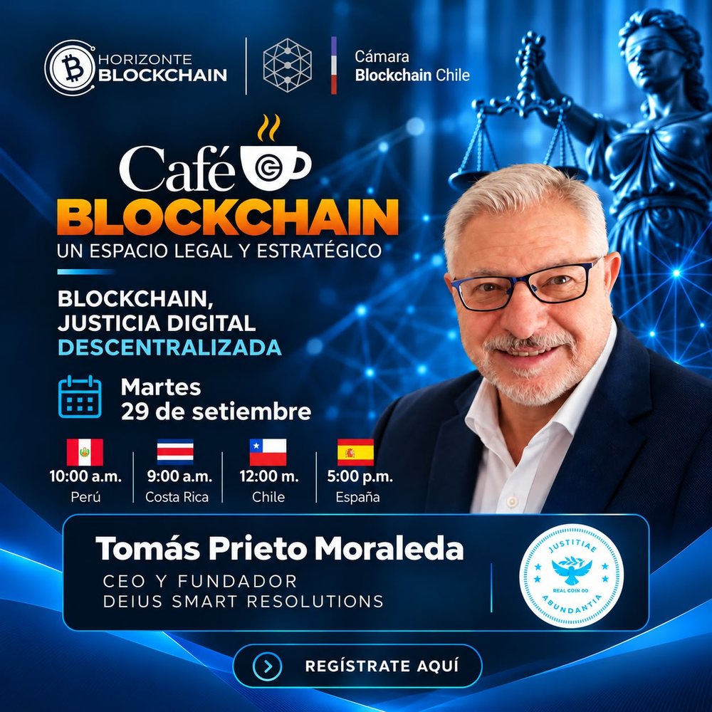 Café Blockchain Episodio 8 · Blockchain, Justicia Digital Descentralizada · Martes 29 de setiembre